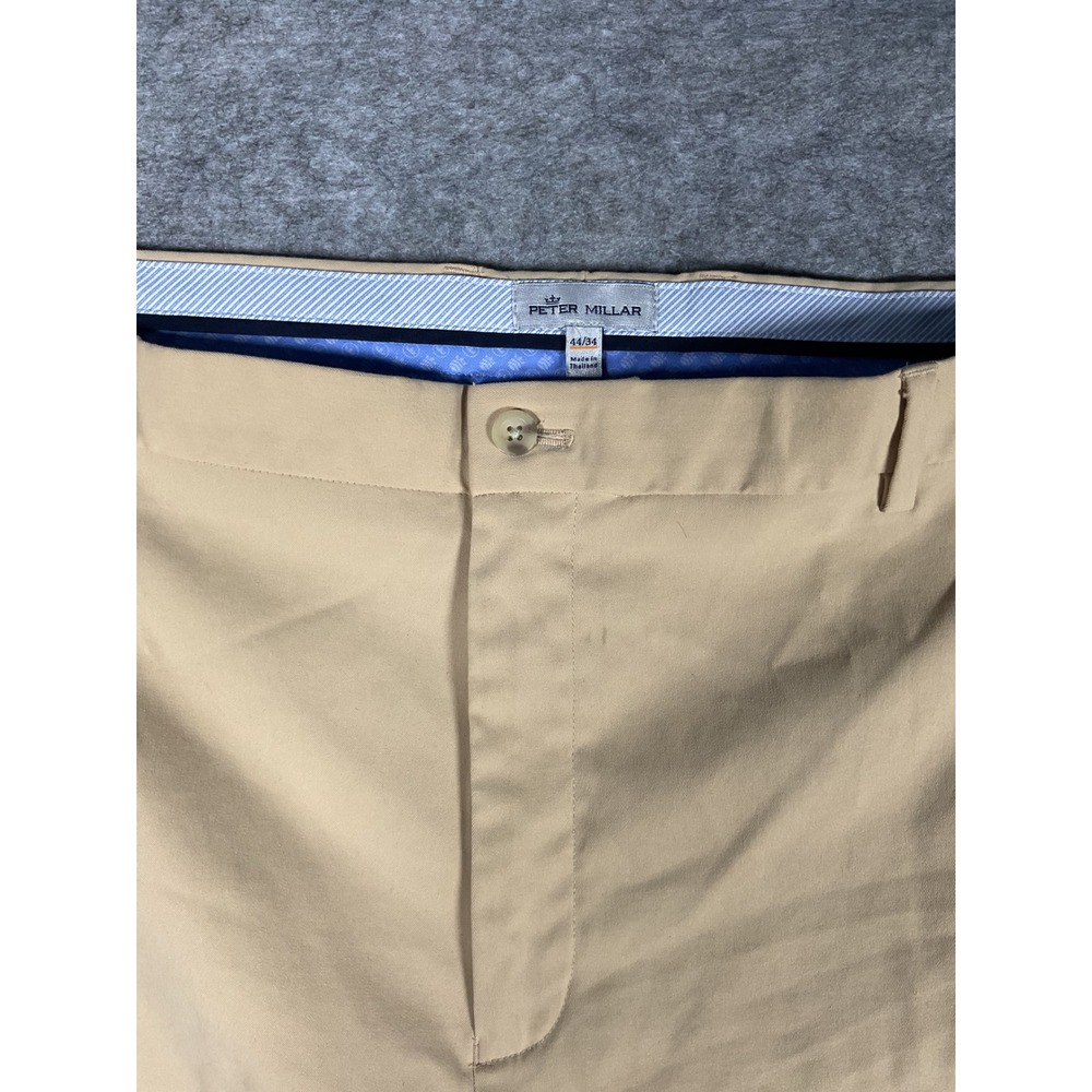 Peter Millar Mens Khaki Chino Dress Pants Flat Front Straight Fit Size 44x34 - Picture 2 of 4